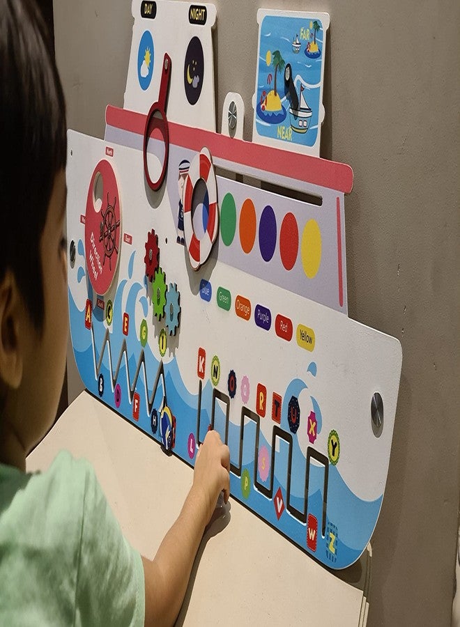 The Funny Mind 7 in 1 Activities Sea Ship Rugged Busy Board For Kids and Toddlers | Activities Wall Panel For Preschool Daycare, Creche, and Play School | Montessori Educational Sensory Toy For Babies - Image 5